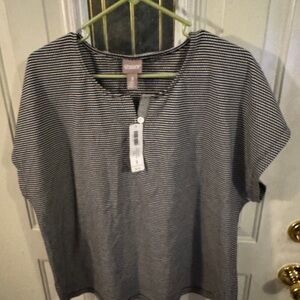 Chico's black and White Striped Blouse